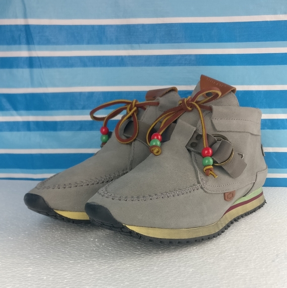 HANDMADE in Europe LEATHER in & out Amerindian Navajo Villager Chukka Sneaker 8 - Picture 4 of 14